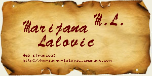 Marijana Lalović vizit kartica